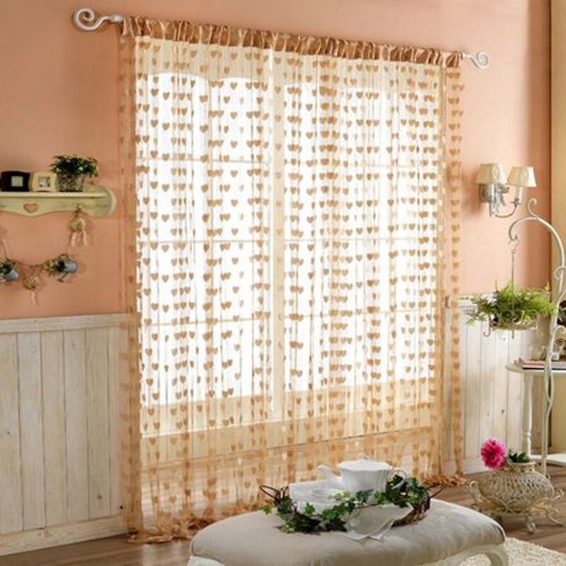 Goedkoopste String Gordijn voor Woonkamer Deur Kwastje Screen Room Divider Blind Venster Drape Hart Panel Chinese Gordijnen: Champagne