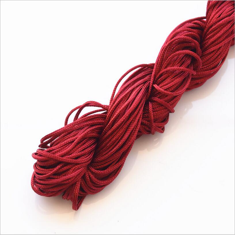 1mm*25m nylonperler smykkesnor tråd kinesisk knute macrame rottehale tau til gjør-det-selv-håndverk verktøy håndsøm tråd  z1181: Vinrød