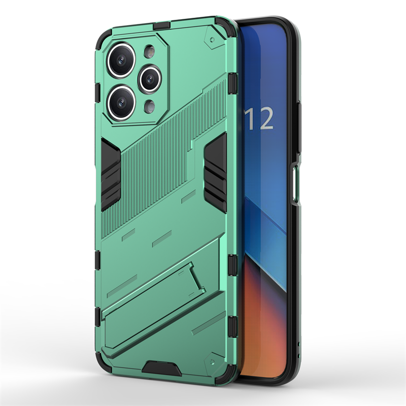 Para Xiaomi Redmi 12 funda para Xiaomi Redmi 12 funda protectora Punk armadura Capa Shell Kickstand funda de teléfono para Xiaomi Redmi 12 4G: green