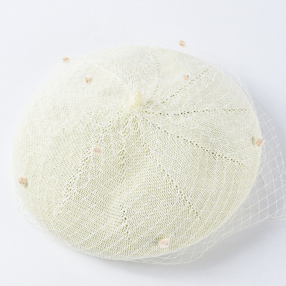 SHOWERSMILE femme béret bordeaux maille artiste chapeaux pour les femmes Style français concepteur de dames été peintre casquette: White