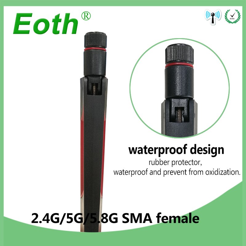 2,4 GHz, 5GHz, Antena de 5,8 Ghz real 8dBi RP-SMA conector doble banda 2,4g 5g 5,8g wifi Antena SMA hembra router inalámbrico