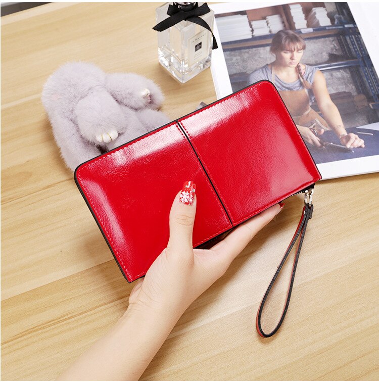 Cartera larga de para mujer, bolso para teléfono móvil para mujer, bolso de pu embrague star con correa de mano, bolso de varios colores 563: Red 563