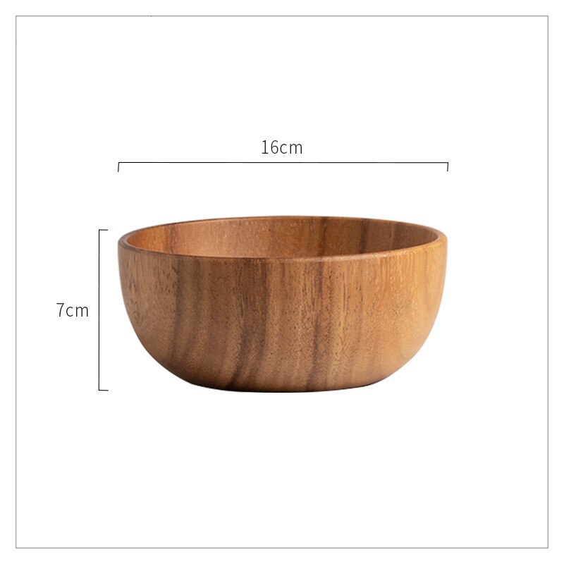 Cuenco de madera hecho a mano de estilo japonés, utensilios de cocina de madera de Acacia, tazón de Ramen para sopa, batidos, utensilio de cocina: 16x7cm