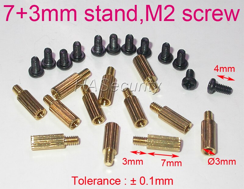 12 7+3mm messing standaard / beugel / pons met  m2-4mm schroeven voor de installatie van beveiligingscamera-pcb-modules
