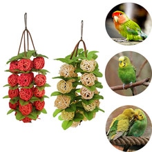 20cm Hanging Rattan Balls Toys Bird Interactive Bite Chew Toys For Parakeet Budgie Accessories Bird Playing Toys