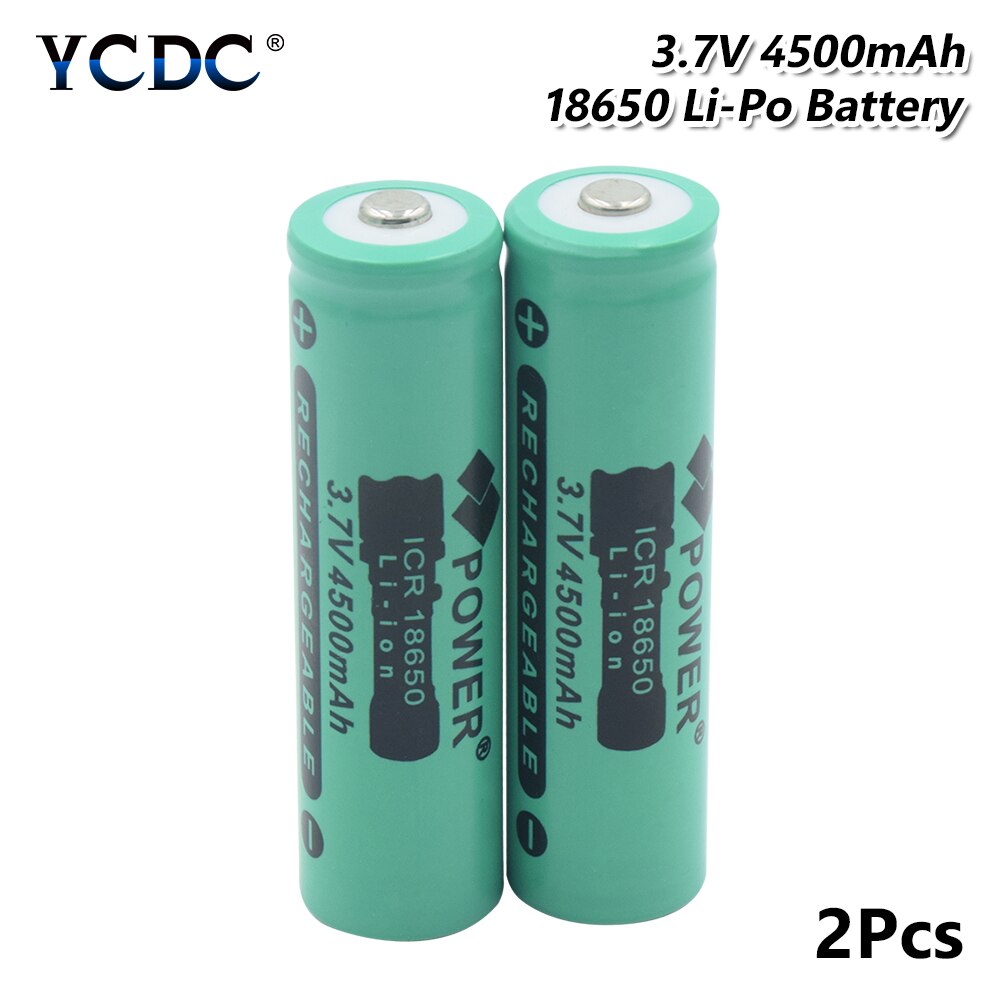 2Pcs 3.7 V 4500 MAH 18650 Lithium Rechargeable Battery 18650 Battery For Flashlight Bateries With Universal Charger: only 2 battery