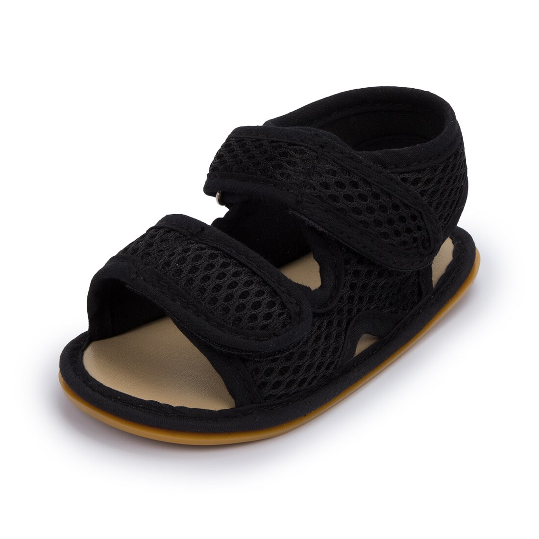 Sandales souples antidérapantes pour bébés filles et garçons de 0 à 18 mois, chaussures d'extérieur, de première: black / 0-6 mois