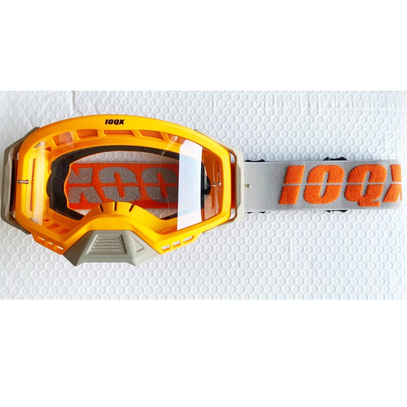 Neueste IOQX MX Brille Moto-Cross Brille aus Straße Schmutz Fahrrad Motorrad Helm Goggle Ski Sport Mountainbike Sonnenbrille: Orange klar