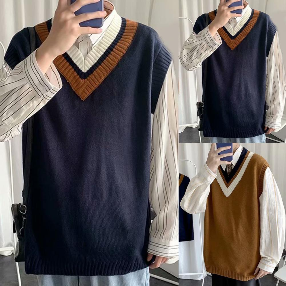 Chaleco de punto de estilo pijo, suéter de gran tamaño con cuello en V para la escuela, fabuloso, Primavera