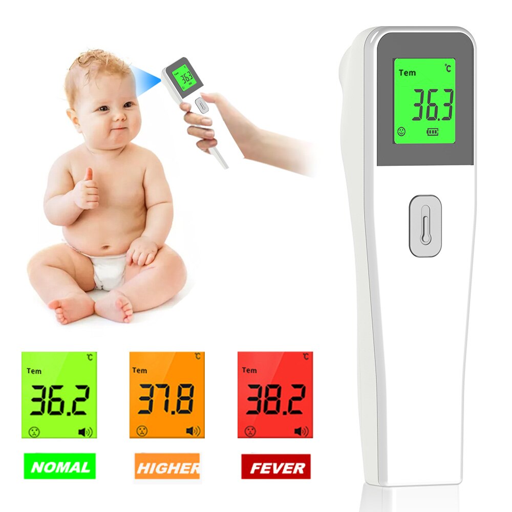 Berøringsfrit øre pandetermometer digitalt lcd display kropstermometer infrarød temperaturmåling ℃ og ℉ omskiftelig