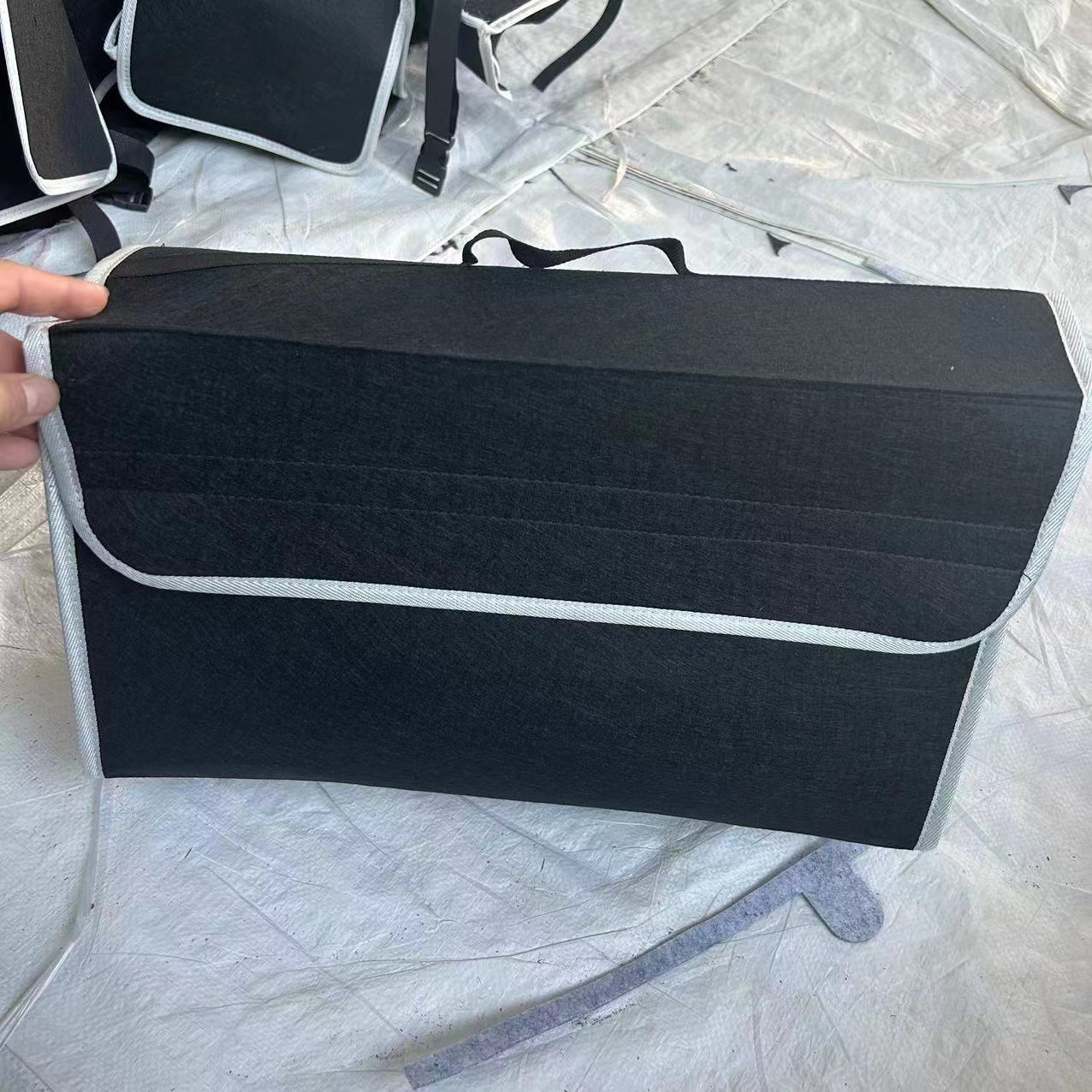 Organizador de maletero de coche, bolsa organizadora de coche, compartimento plegable antideslizante gris, herramienta organizadora de almacenamiento, accesorios para coche,: Negro