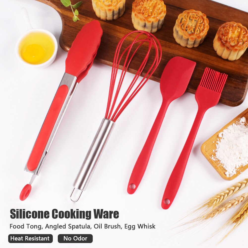 4 PCS Silicone Cookware Set Nonstick Heat Resistant Kitchen Cooking Baking Tools Kit Utensils For Cooking Kitchen Accessory