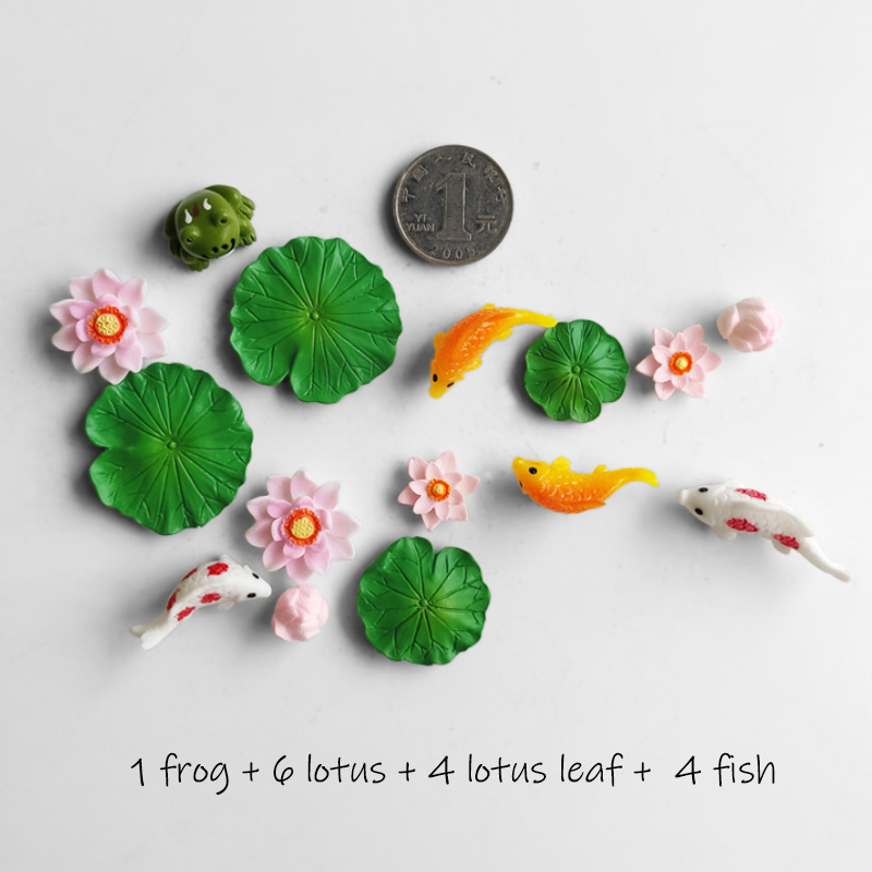BAIUFOR pez hoja de loto pato de dibujos animados conjunto terrario acuario figuritas DIY Hada jardín pecera paisaje miniatura decoración del hogar: Azul cielo