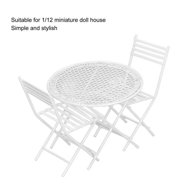 1:12 Poppenhuis Tuin Tafel Stoel Set Miniatuur Patio Bistro Poppenhuis Boekenkast Dressoir Nachtkastje Kinderstoel