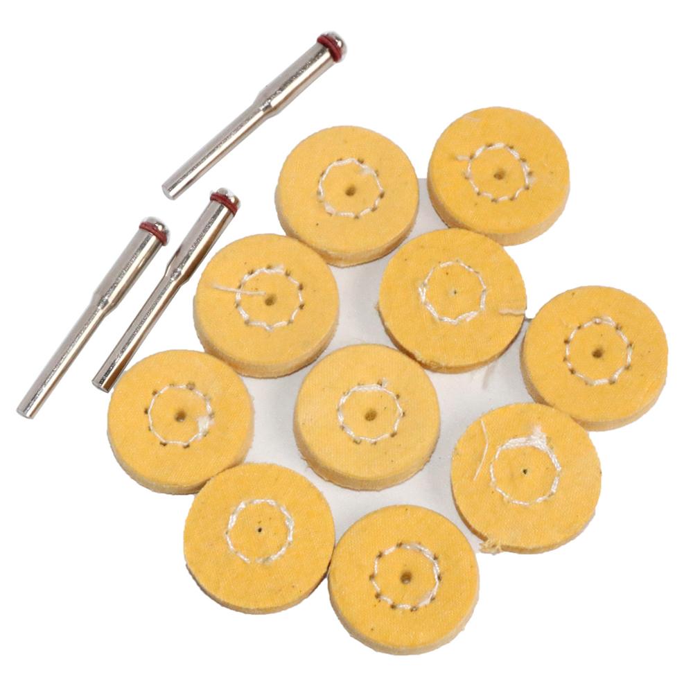 Tête de ponçage en coton, tige de 3mm, mini brosse pour perceuse Dremel: 22mm yellow 10pc