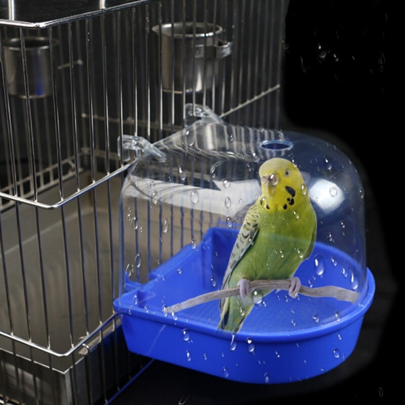 Fågelbadlåda papegoja badbur tillbehör för småfåglar parakit kanariefågel undulat lovebirds transparent topp