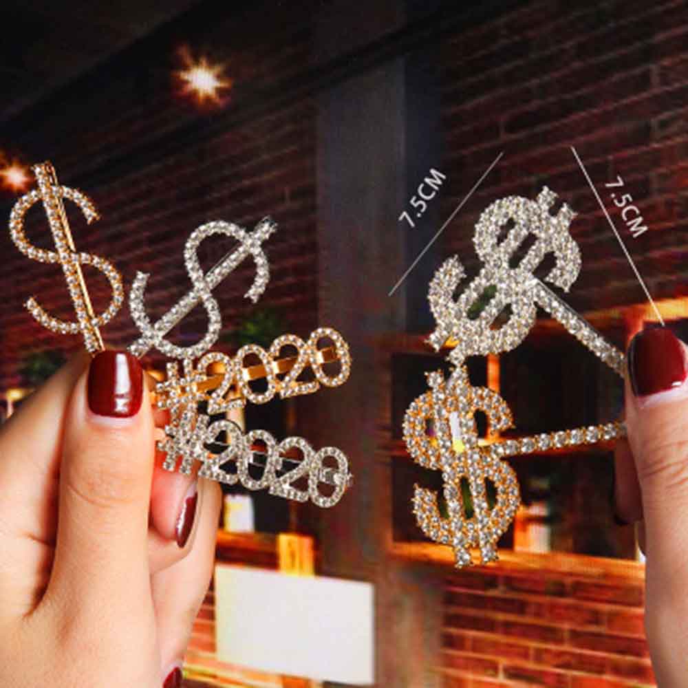 Engelska brev ord strass kristall hårklämma hårnål hårgrepp hårspännen nål flicka silver hårspänne prydnad hår