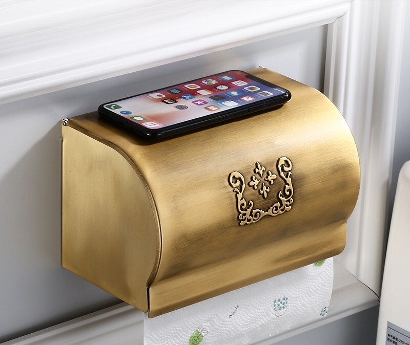 Europese antieke badkamer gesneden serie handdoekenrek badkamer hardware hangende set toiletborstel rechthoekige tissuebox: Tissues doos 1