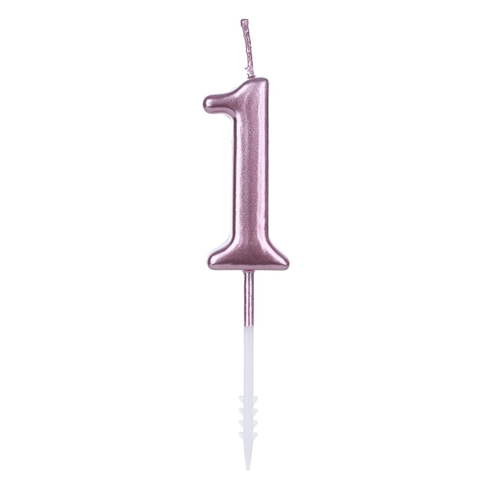 1 PC Gelukkige Verjaardag Nummer 0-9 Kaarsen Rose Gold Sliver Cake Topper Feestartikelen Cupcake Decor Cake topper: 1rose gold