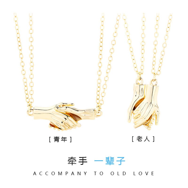2 Stks/set Magnetische Paar Ketting Liefhebbers Houden Handen Hanger Afstand Charm Ketting Vrouwen Mannen Vriendschap Valentijnsdag