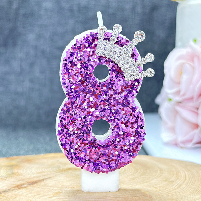 Purple digital birthday candle cake decoration birthday candle