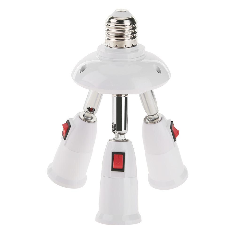 E27 Splitter 3/4 Heads Lamp Base Adjustable LED Light Bulb Holder Adapter Converter Socket Light Bulb Holder: 3