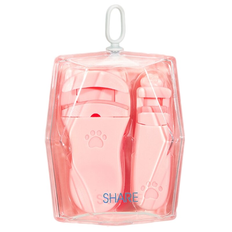 Bigoudi de cils à grand Angle avec patte de chat mignon, avec Mini Clip d'angle partiel, outils de recourbage de cils portables, 2 pièces
