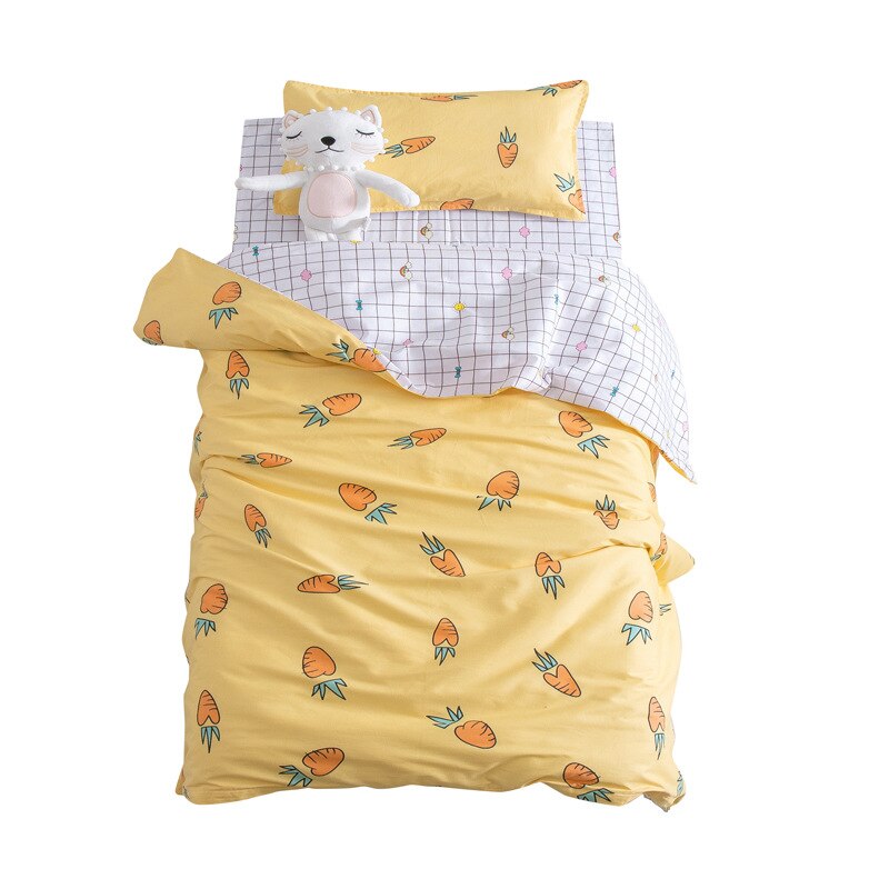 3 stk søde dyre bomuld krybbe sengelinned kit tegneserie baby sengetøj sæt inkluderer pudebetræk lagen dynebetræk uden fyldstof