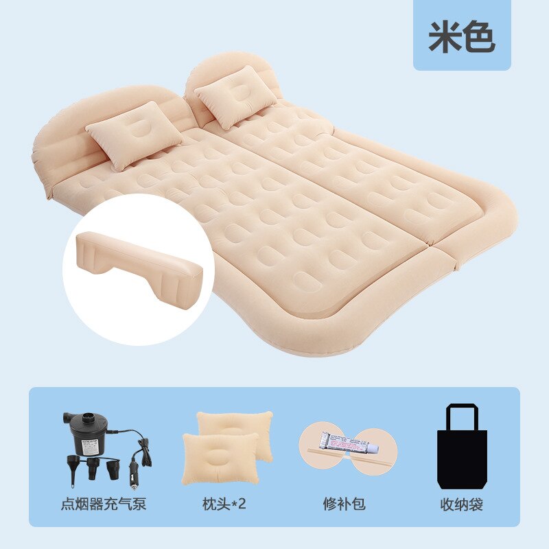 Universel SUV voiture voyage coussin de couchage voiture lit gonflable matelas d'air en plein Air Camping tapis enfant arrière échappement coussin voiture siège arrière: type3 SUV beige