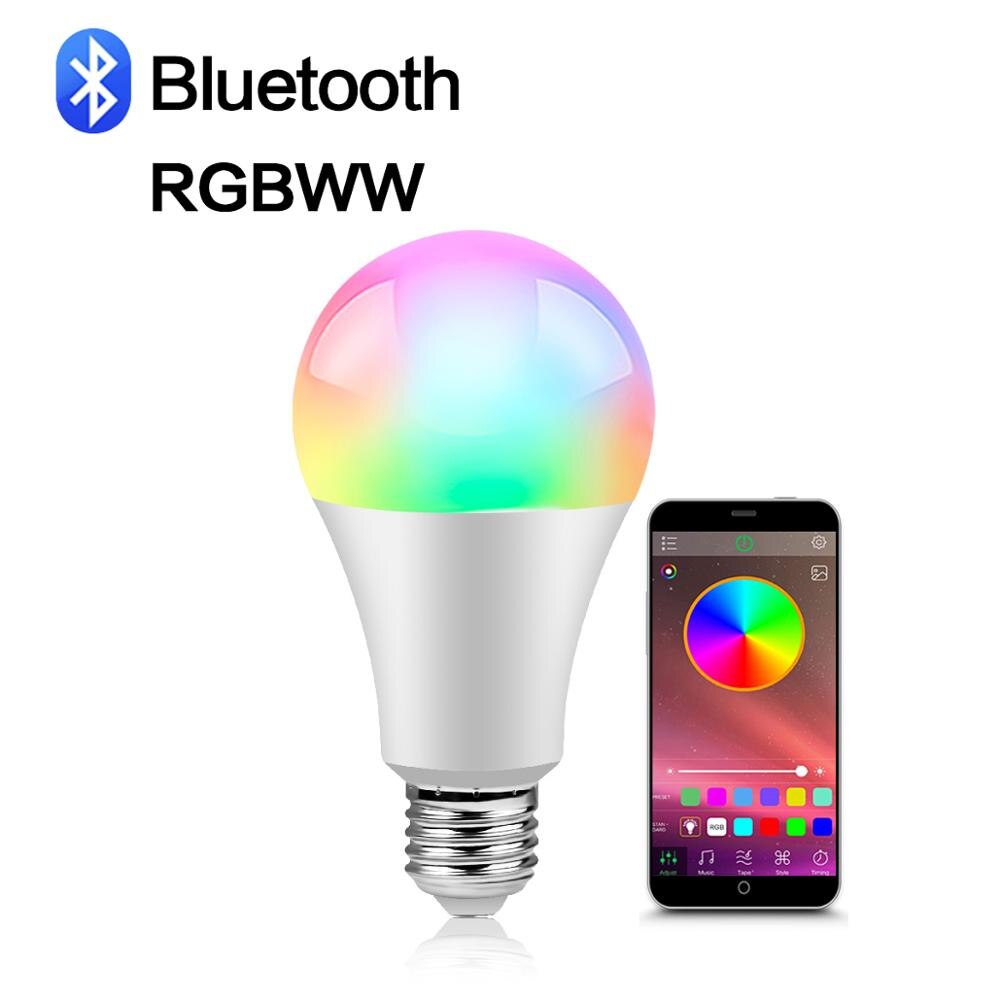 RGB Smart LED Bulb Homekit Siri Voice Control Lamp E27 Bluetooth LED Light Room Decor Lighting Remote Control Lamp Indoor: Bluetooth RGBWW