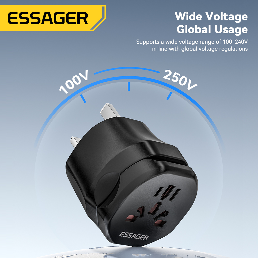 Essager reisstroomadapter US UK mannelijk naar EU US UK AU vrouwelijke stekker Universele conversie reisstekker met bescherming deuroplader