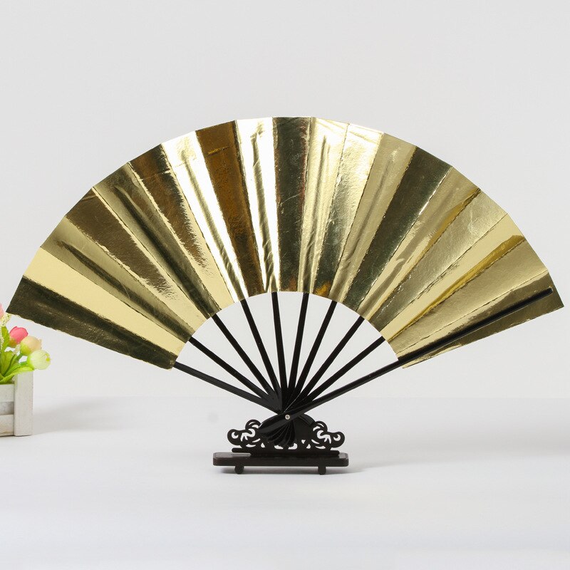 Rijst Papier Bakken Lak Side Bot Eetstokjes Fan Gedrukt Pocket Fan Woondecoratie Patroon Dans Handheld Fan: color7