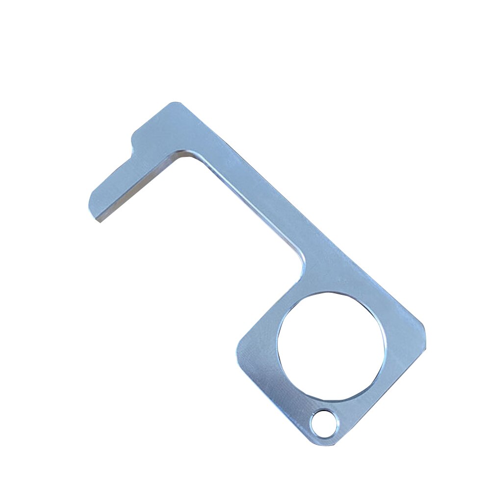 No-Touch EDC Door Opener Portable Press Elevator Safe Key Zinc Alloy Keychain Key Unbuckle With Universal Keychain Portable Hook: Silver