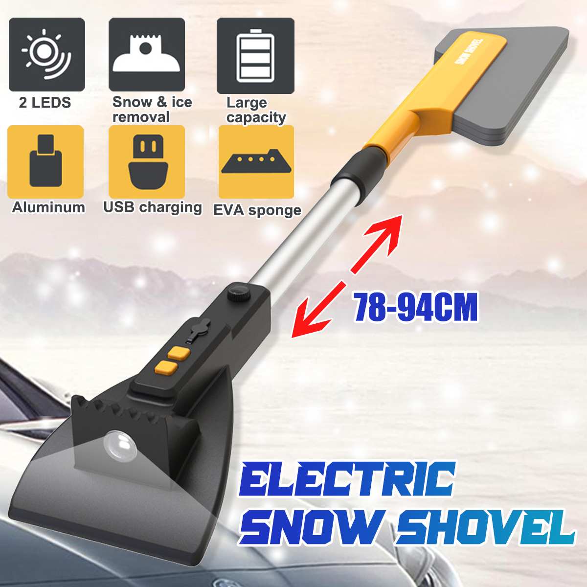 Auto Schnee Entfernung Schaufel Schnee Besen EVA Erweiterbar &Ampere; Drehbare Schnee Pinsel Eis Schaber Schnee Reinigung Werkzeug mit LED-leuchten 제설 제설