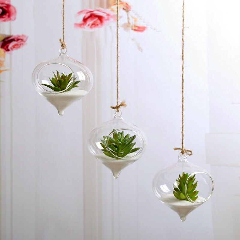 Vaso de vidro transparente, vaso de flores para pendurar, recipiente de terrário para festa, casamento, decoração, pote, bola de jardim, vaso redondo: C