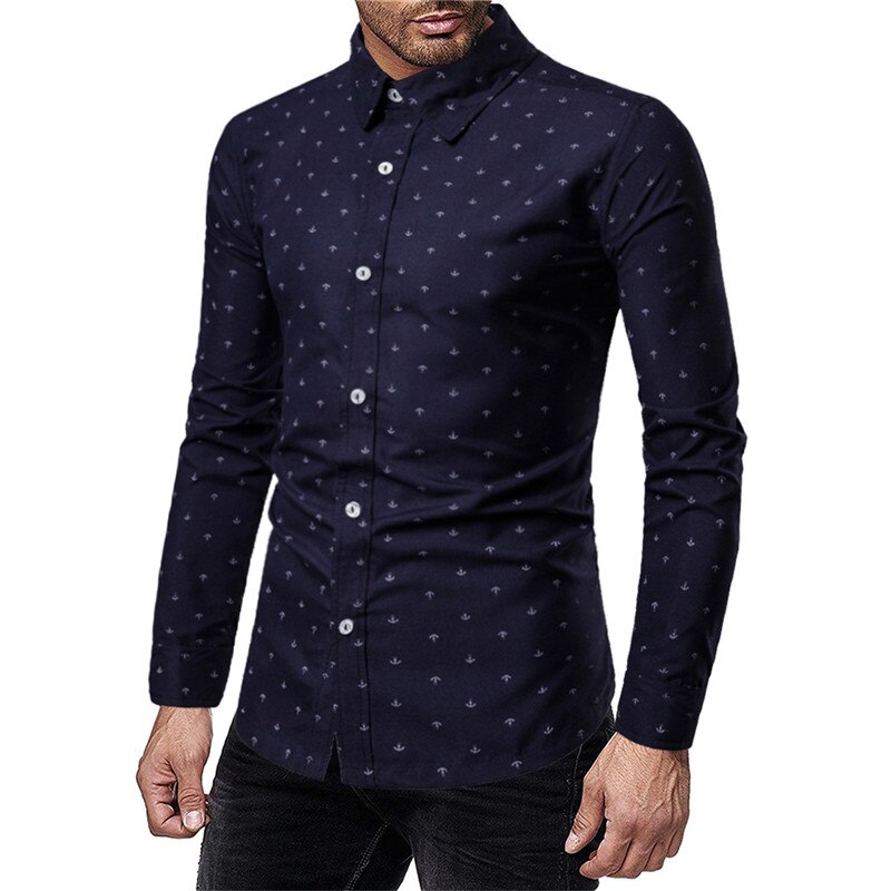 Zuzk 4 farger herre slim fit casual hvit skjorte lange armer oversize skjorter ankertrykk herre skjorte m -4xl