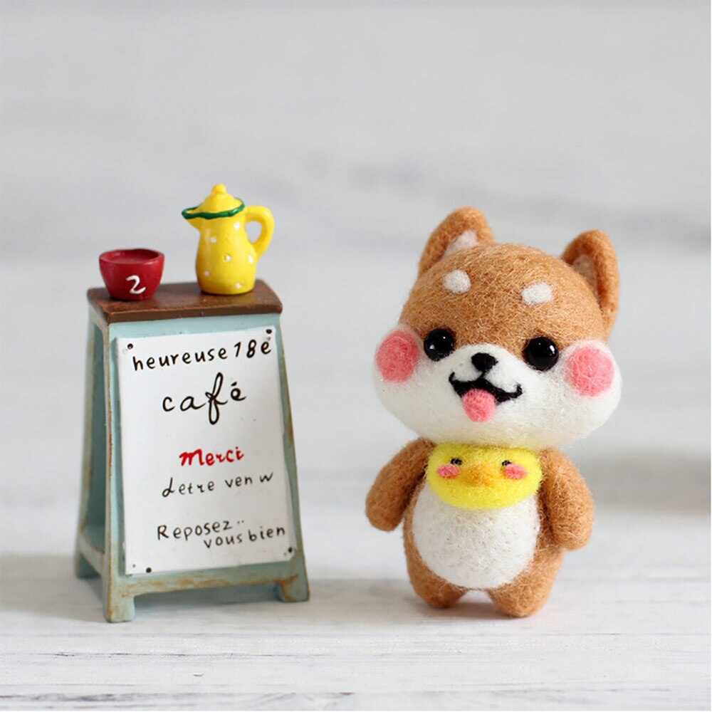 Animal Wool Felt Material Package Crafts Needle Toy Doll Wool Felt Poked Felt Craft DIY Non Finished Poked Set Handcraft Kit