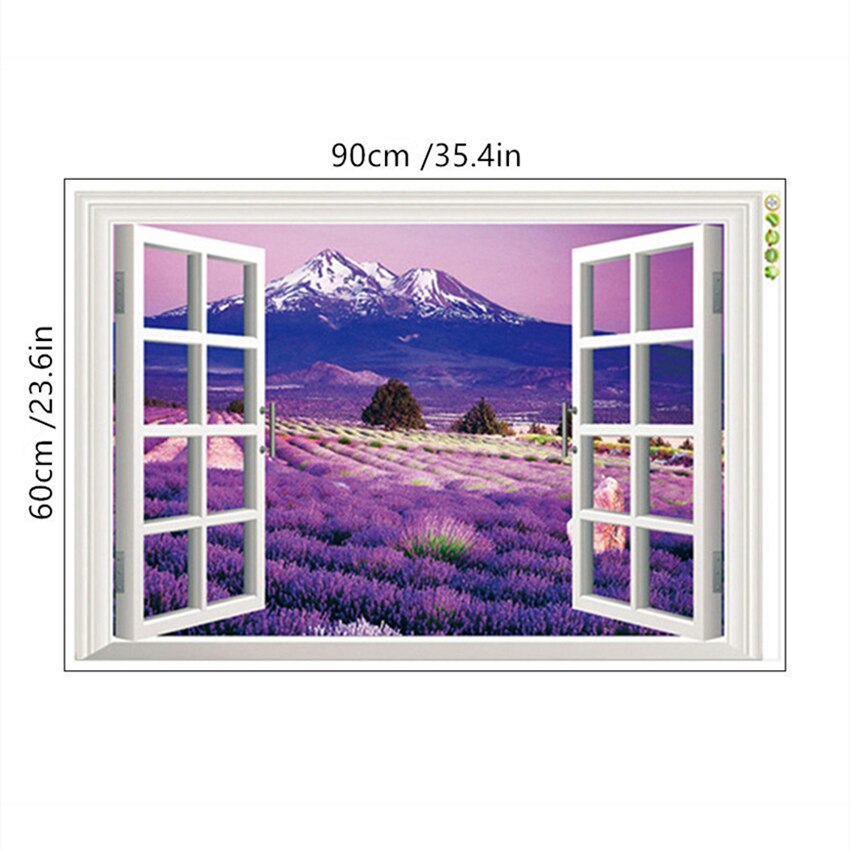 Eegean sea view veggmaleri santorini sceneri falsk 3d vindu kunst vinyl vegg klistremerker hjemmedekorasjon flyttbar tapet 90*60cm: Zy9234b