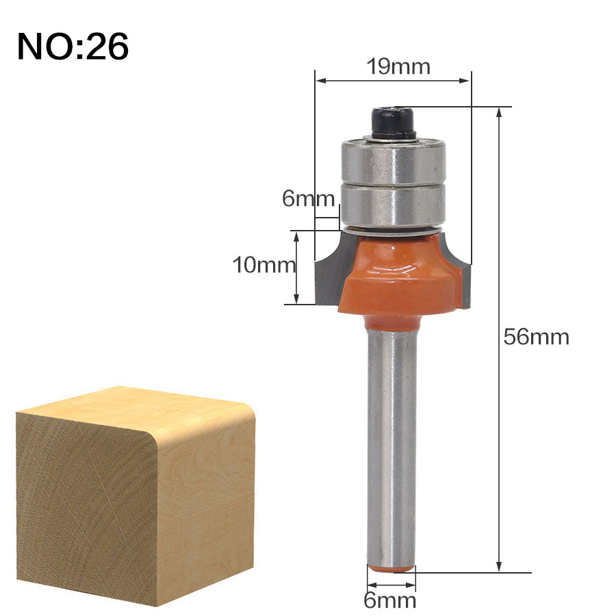 1 pc 6mm Schacht Klassieke Hoek Ronde Inham Doos Frezen C3 Carbide Reiniging Flush Trim Hout Router Bit straight End Mills