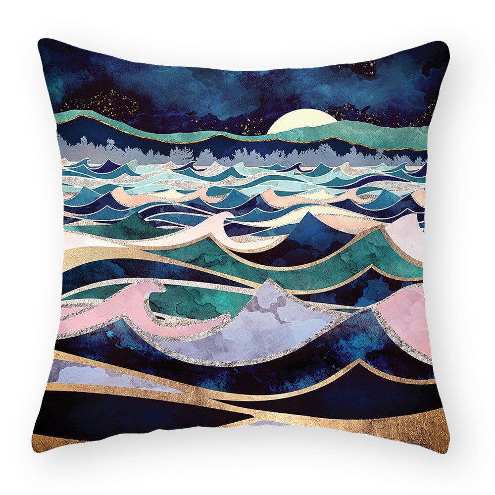 Landschaft Geometrie Serie Pfirsich Haut Samt Kissenbezug Mikro Faser Hause Dekoration Kissen Decke Abdeckung: LILA