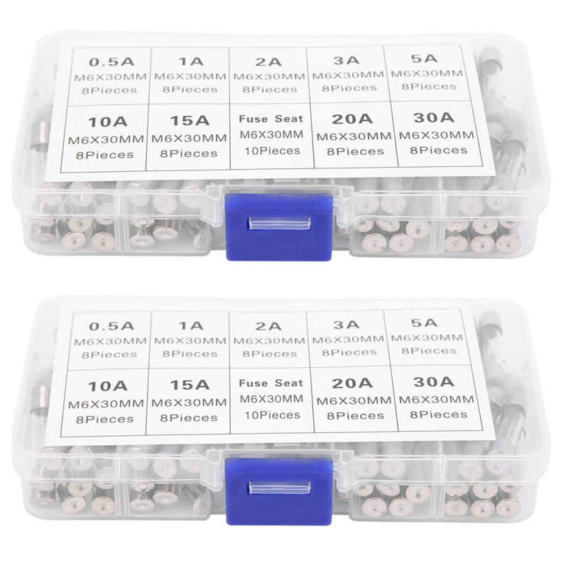 Glass Tube Fuse Transparent Overload Protection Fast Blow Fuses M6x30mm Corrosion Resistant Brake Lights Car Audio for Car