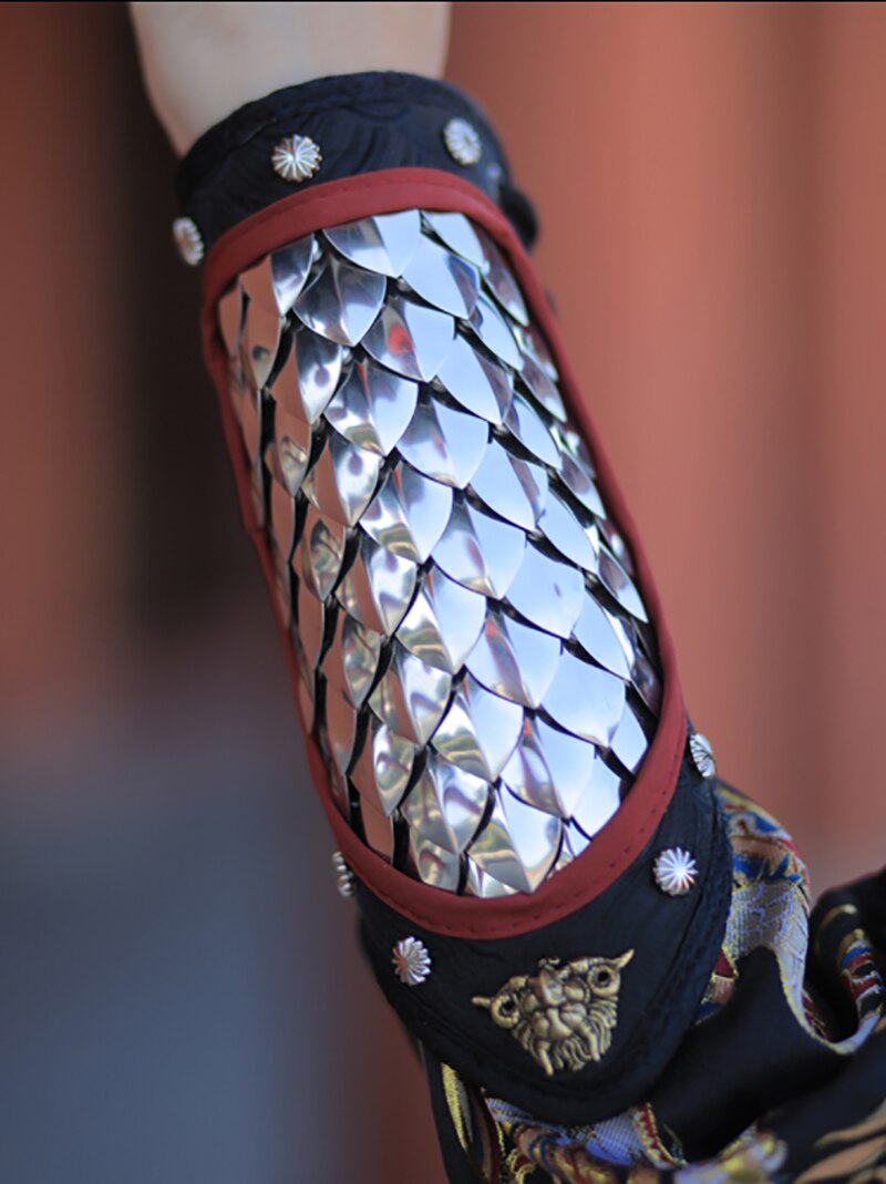 Ancient Hanfu Wrist Guard Men Women Chinese Ming Dynasty Cosplay Accessories Dragonscale Armguards Hanfu Armor Golden Silver