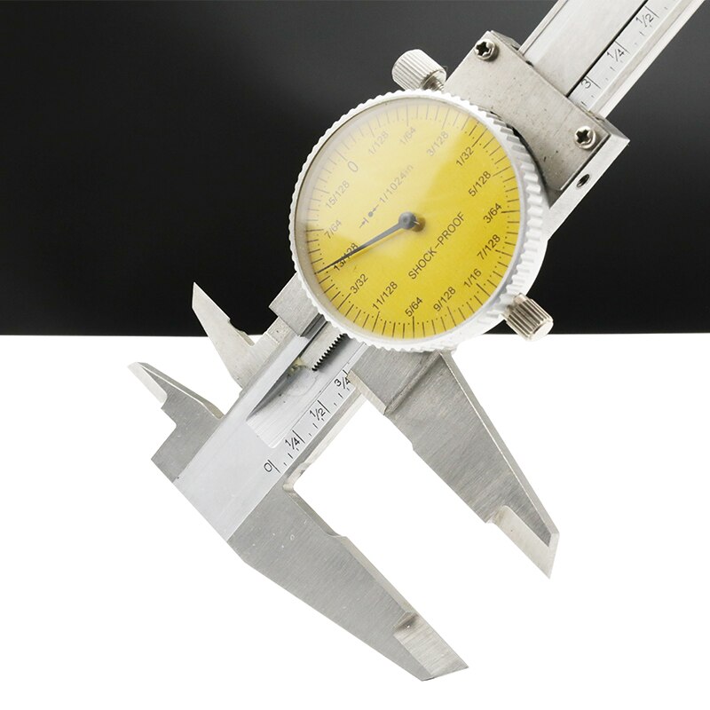 150mm 6" 1/1024 Inch Combination Dial Caliper 6inch Shock-proof Stainless Steel Precision Vernier Caliper