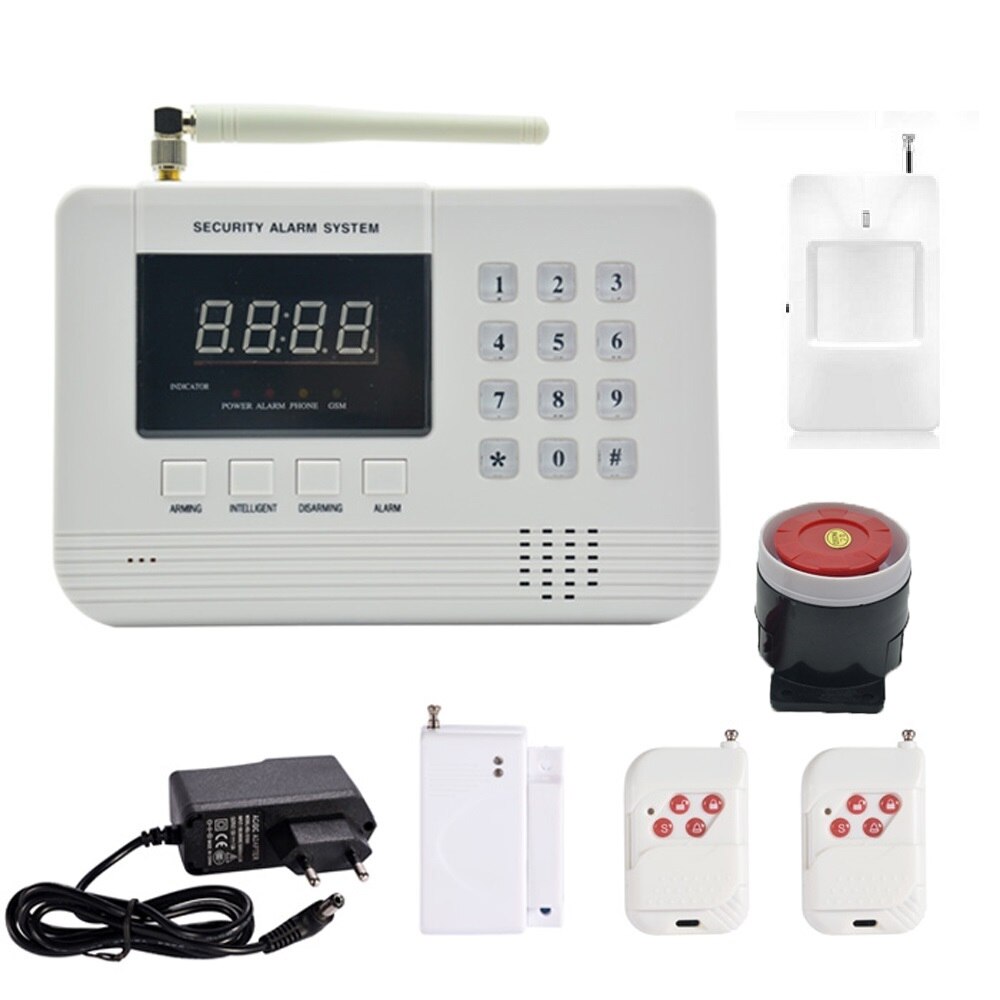 (1 set) Home security 433MHz SIM GSM PSTN dual network Alarm System PIR Detector Door Sensor fire smoke anti burglar