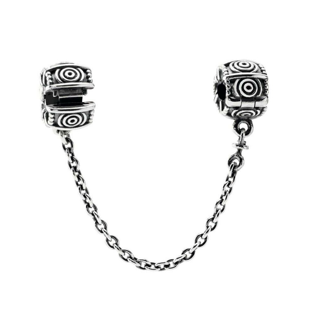 Original 925 sterling silver bead charm star safety chain rose gold suitable for brand female bracelet DIY jewelry: 790583