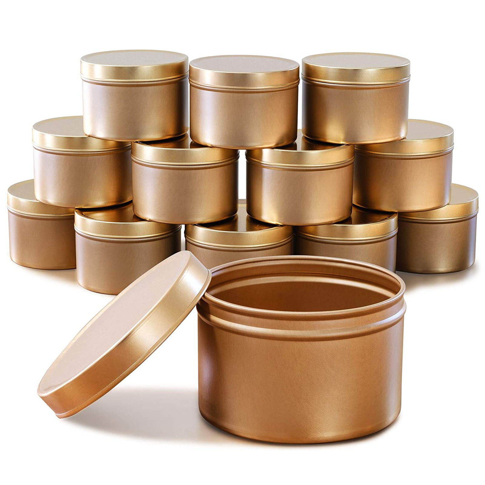 12 Pack 8 Ozs Luxe Kaars Potten Met Deksel Bulk Ronde Kaars Container Tins Lege Opbergdoos Diy Care Beauty monsters # T1G