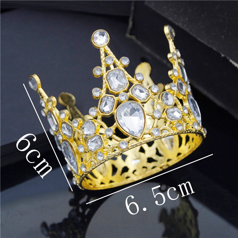 Small Metal Crown for Boys Girls Baby Birthday Prom Tiaras Pearls Hair Jewelry Baby Cake Ornaments Head Accessories: 04