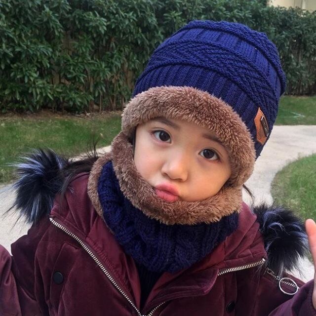 Conjunto de gorro de invierno para niños y niñas, bufandas, gorras gruesas y collares, gorros de bebé bonitos de 1 a 10 años, otoño