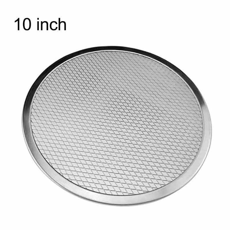 Pizzazeef pan bakplaat metalen net 6 inch -14 inch naadloos aluminium net bakgerei keukengereedschap pizza accessoires: 10 inch