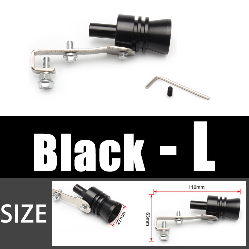 Universele Sound Simulator Auto Turbo Sound Whistle S/M/L/Xl Voertuig Refit Apparaat Uitlaatpijp Turbo geluid Fluitje Auto Turbmuffler: black L
